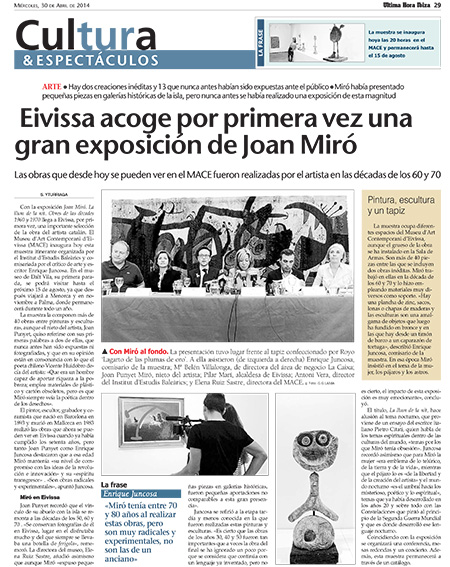 Prensa Exposición de Joan Miró "La llum de la nit"