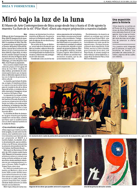 Prensa Exposición de Joan Miró 'La llum de la nit"